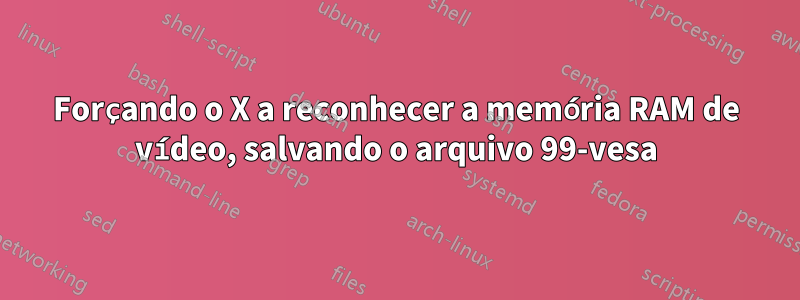 Forçando o X a reconhecer a memória RAM de vídeo, salvando o arquivo 99-vesa