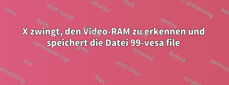 X zwingt, den Video-RAM zu erkennen und speichert die Datei 99-vesa file