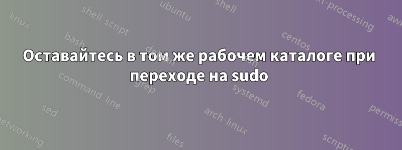 Оставайтесь в том же рабочем каталоге при переходе на sudo