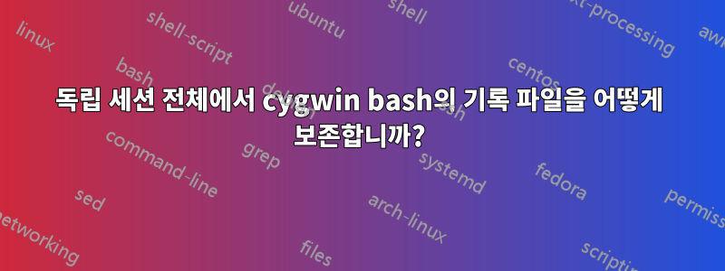 독립 세션 전체에서 cygwin bash의 기록 파일을 어떻게 보존합니까?