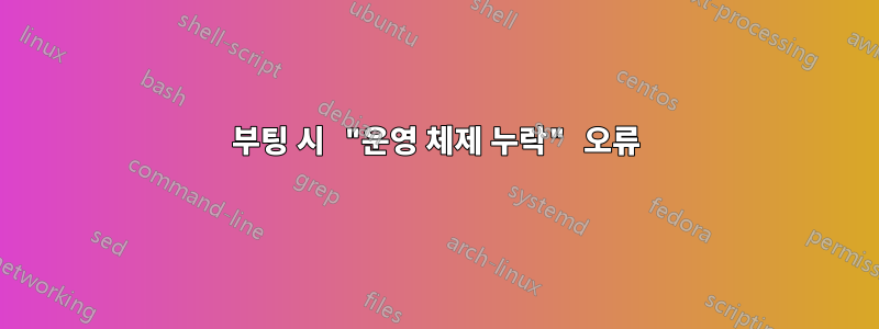 부팅 시 "운영 체제 누락" 오류