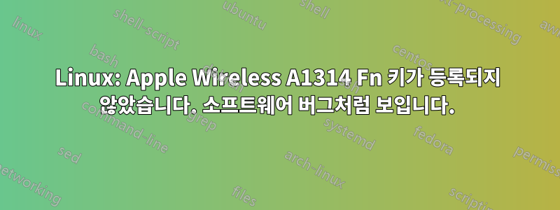 Linux: Apple Wireless A1314 Fn 키가 등록되지 않았습니다. 소프트웨어 버그처럼 보입니다.