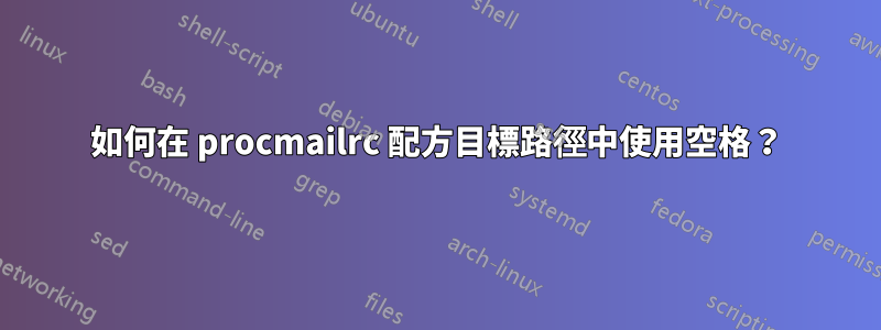 如何在 procmailrc 配方目標路徑中使用空格？