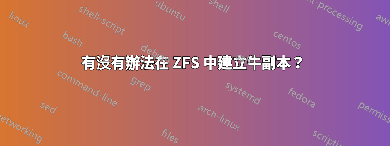 有沒有辦法在 ZFS 中建立牛副本？