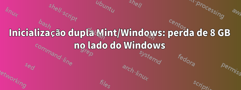 Inicialização dupla Mint/Windows: perda de 8 GB no lado do Windows