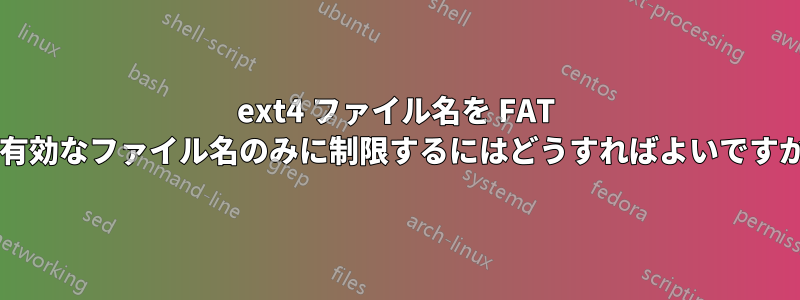 ext4 ファイル名を FAT で有効なファイル名のみに制限するにはどうすればよいですか?