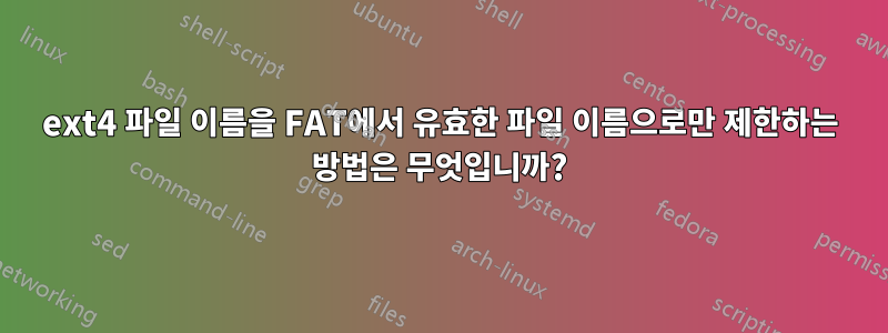 ext4 파일 이름을 FAT에서 유효한 파일 이름으로만 제한하는 방법은 무엇입니까?