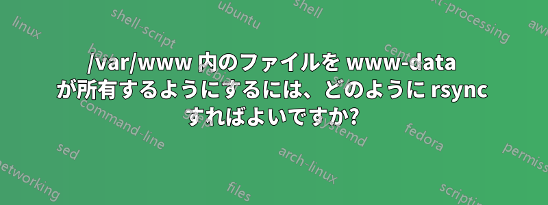 /var/www 内のファイルを www-data が所有するようにするには、どのように rsync すればよいですか?