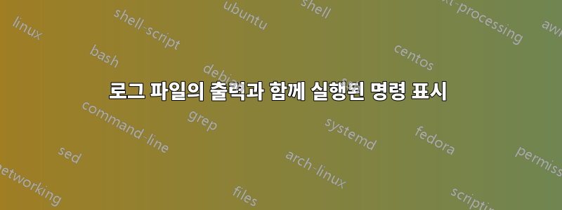 로그 파일의 출력과 함께 실행된 명령 표시