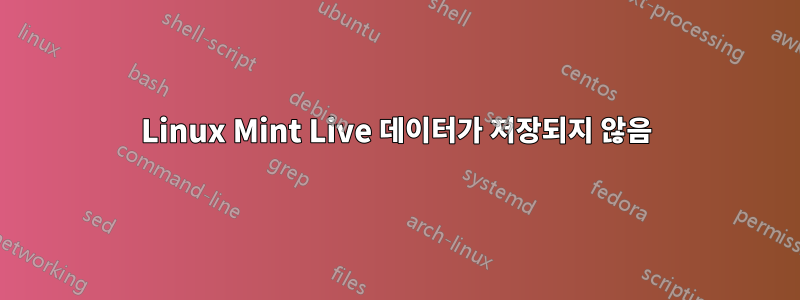 Linux Mint Live 데이터가 저장되지 않음