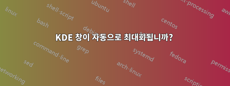 KDE 창이 자동으로 최대화됩니까?