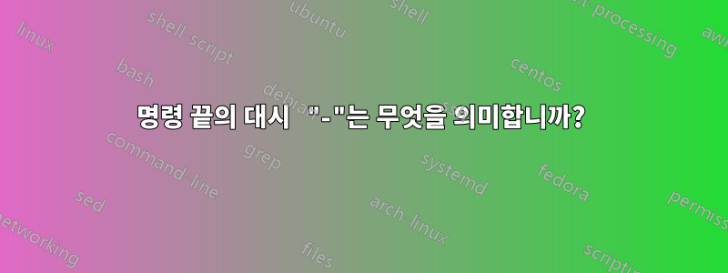 명령 끝의 대시 "-"는 무엇을 의미합니까?