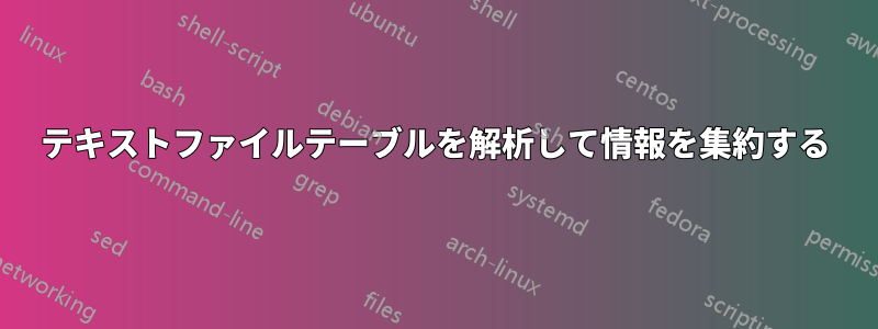 テキストファイルテーブルを解析して情報を集約する