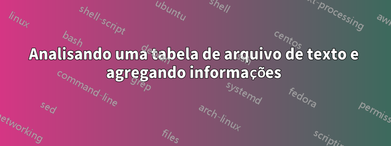 Analisando uma tabela de arquivo de texto e agregando informações