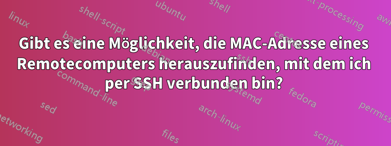 Gibt es eine Möglichkeit, die MAC-Adresse eines Remotecomputers herauszufinden, mit dem ich per SSH verbunden bin?