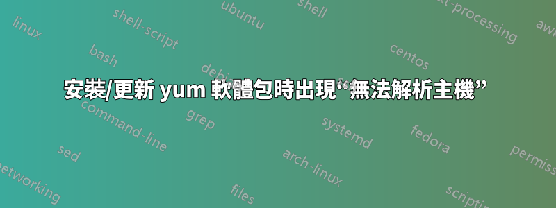 安裝/更新 yum 軟體包時出現“無法解析主機”