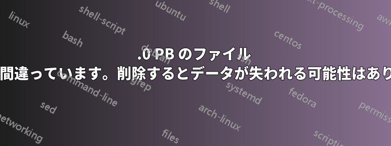 60.0 PB のファイル サイズは間違っています。削除するとデータが失われる可能性はありますか?