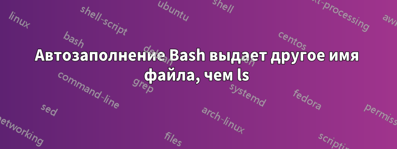 Автозаполнение Bash выдает другое имя файла, чем ls