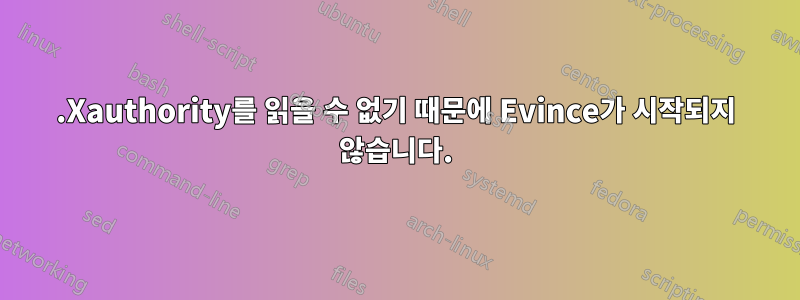 .Xauthority를 ​​읽을 수 없기 때문에 Evince가 시작되지 않습니다.