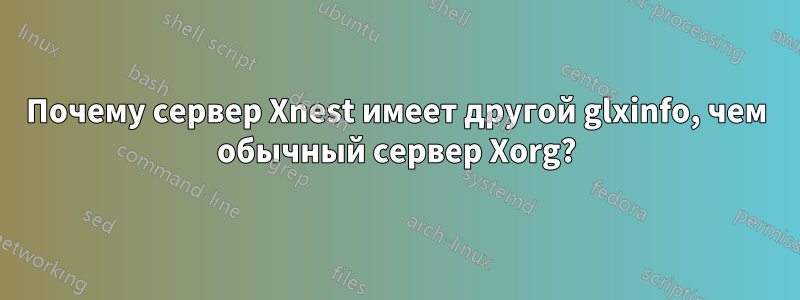 Почему сервер Xnest имеет другой glxinfo, чем обычный сервер Xorg?