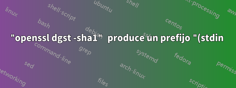 "openssl dgst -sha1" produce un prefijo "(stdin)=" extraño y una nueva línea final