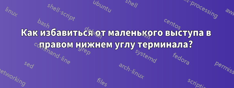 Как избавиться от маленького выступа в правом нижнем углу терминала?