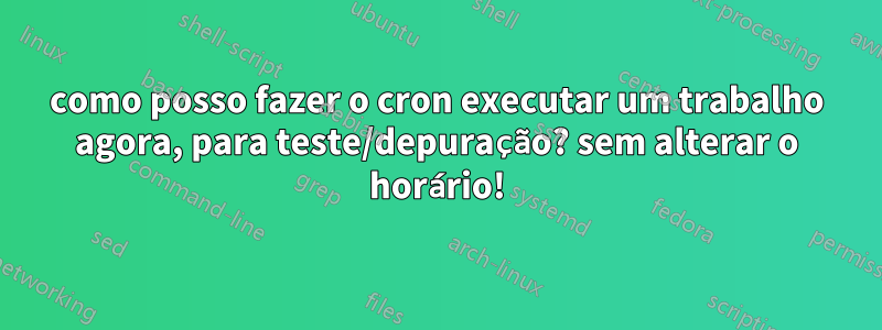 como posso fazer o cron executar um trabalho agora, para teste/depuração? sem alterar o horário!