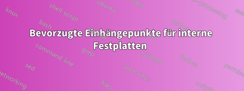 Bevorzugte Einhängepunkte für interne Festplatten 