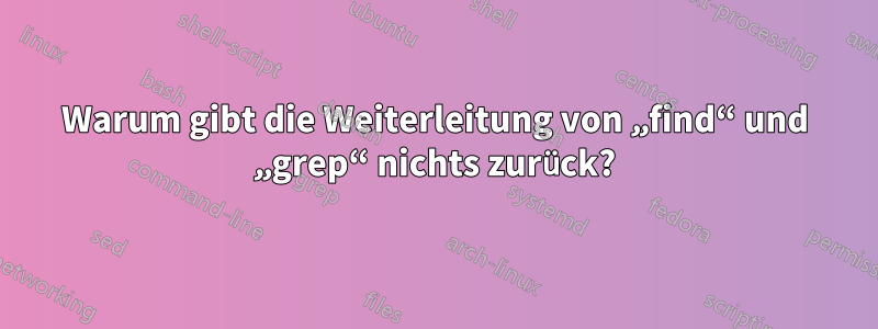 Warum gibt die Weiterleitung von „find“ und „grep“ nichts zurück?