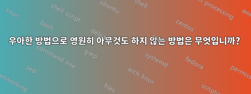 우아한 방법으로 영원히 아무것도 하지 않는 방법은 무엇입니까?