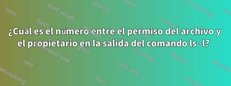 ¿Cuál es el número entre el permiso del archivo y el propietario en la salida del comando ls -l? 