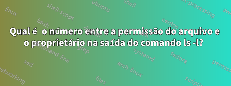 Qual é o número entre a permissão do arquivo e o proprietário na saída do comando ls -l? 