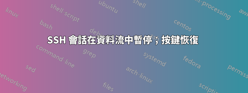 SSH 會話在資料流中暫停；按鍵恢復