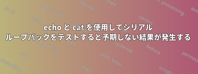 echo と cat を使用してシリアル ループバックをテストすると予期しない結果が発生する