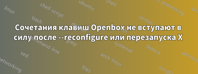 Сочетания клавиш Openbox не вступают в силу после --reconfigure или перезапуска X