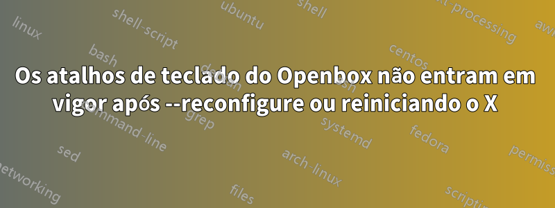 Os atalhos de teclado do Openbox não entram em vigor após --reconfigure ou reiniciando o X