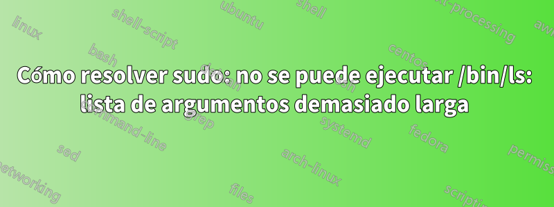 Cómo resolver sudo: no se puede ejecutar /bin/ls: lista de argumentos demasiado larga
