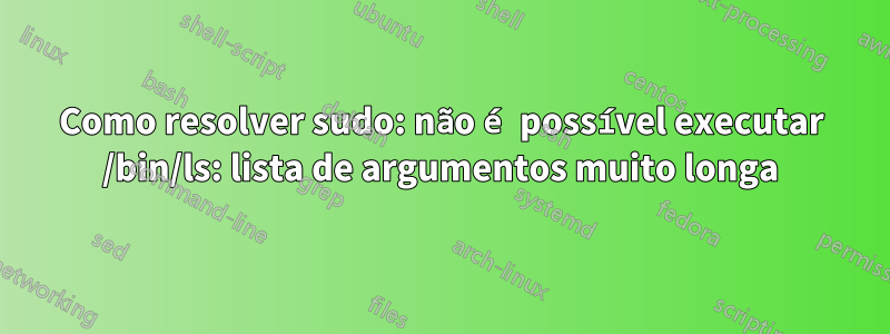 Como resolver sudo: não é possível executar /bin/ls: lista de argumentos muito longa