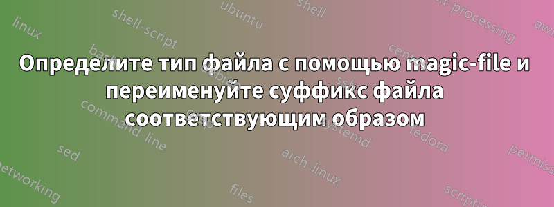 Определите тип файла с помощью magic-file и переименуйте суффикс файла соответствующим образом