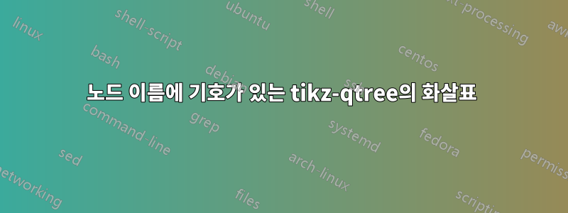 노드 이름에 기호가 있는 tikz-qtree의 화살표