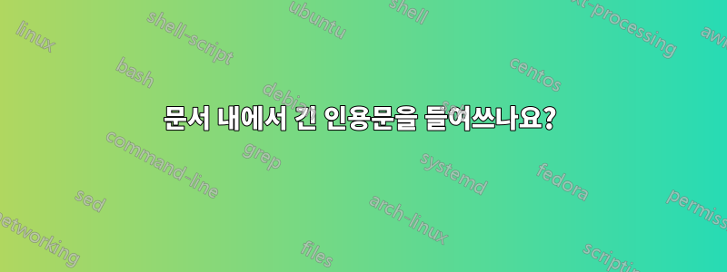 문서 내에서 긴 인용문을 들여쓰나요?