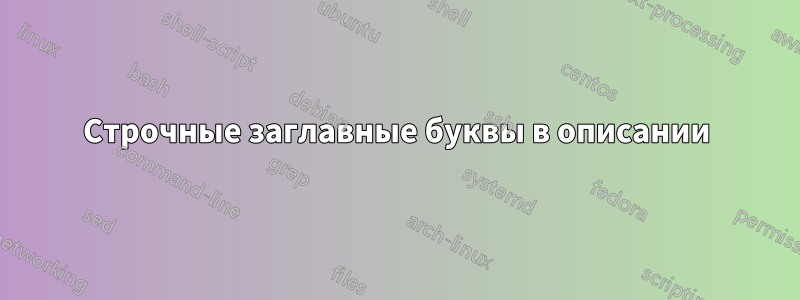 Строчные заглавные буквы в описании