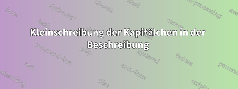 Kleinschreibung der Kapitälchen in der Beschreibung
