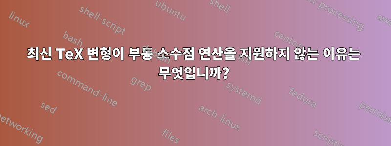 최신 TeX 변형이 부동 소수점 연산을 지원하지 않는 이유는 무엇입니까?