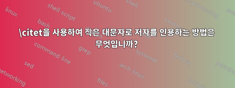 \citet을 사용하여 작은 대문자로 저자를 인용하는 방법은 무엇입니까?