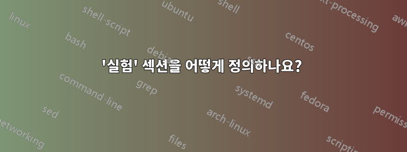 '실험' 섹션을 어떻게 정의하나요?