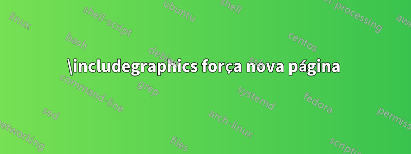 \includegraphics força nova página