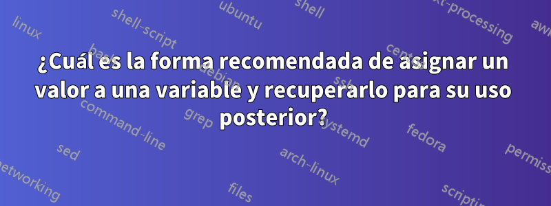 ¿Cuál es la forma recomendada de asignar un valor a una variable y recuperarlo para su uso posterior?
