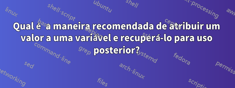 Qual é a maneira recomendada de atribuir um valor a uma variável e recuperá-lo para uso posterior?