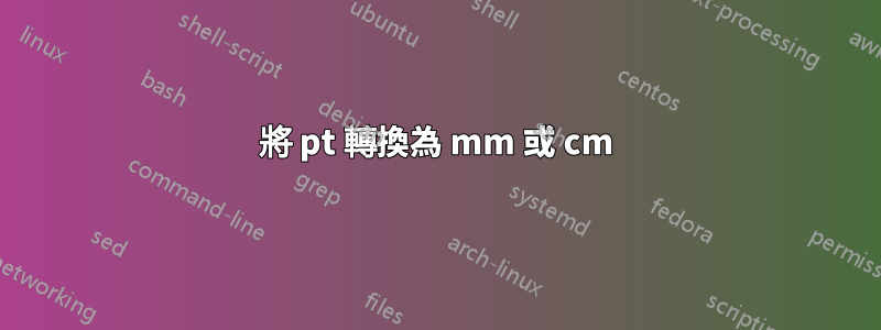 將 pt 轉換為 mm 或 cm